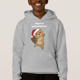 Beaver Cheerful Christmas Winter Animals Beavers Hoodie