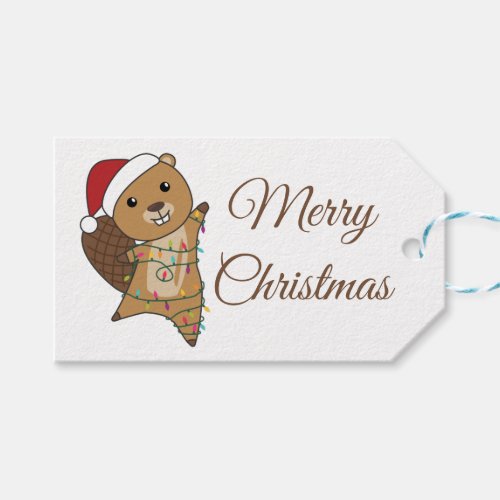 Beaver Cheerful Christmas Winter Animals Beavers T Gift Tags