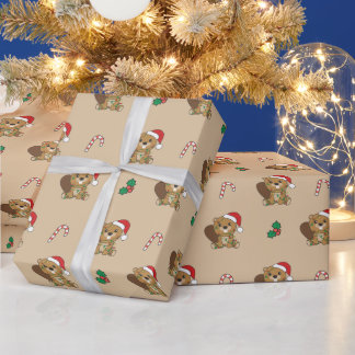 Beaver Christmas Animals Beaver Wrapping Paper