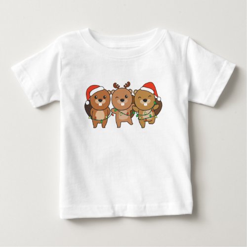 Beaver Christmas Christmas Animals Cute Beaver Baby T_Shirt
