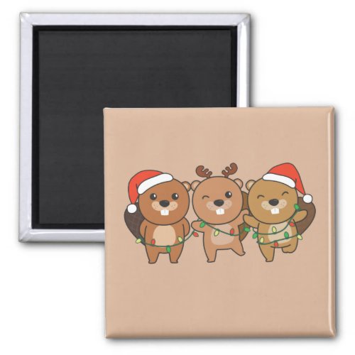 Beaver Christmas Christmas Animals Cute Beaver Mag Magnet
