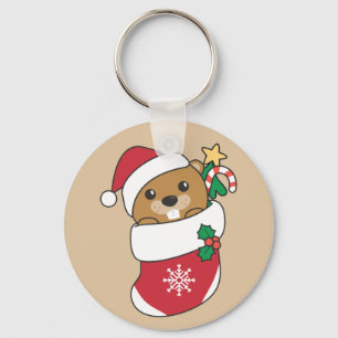Beaver Christmas Snow Winter Animals Beaver Keycha Keychain