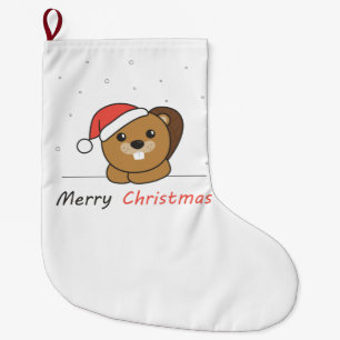 Beaver Christmas Snow Winter Animals Beaver Large Christmas Stocking