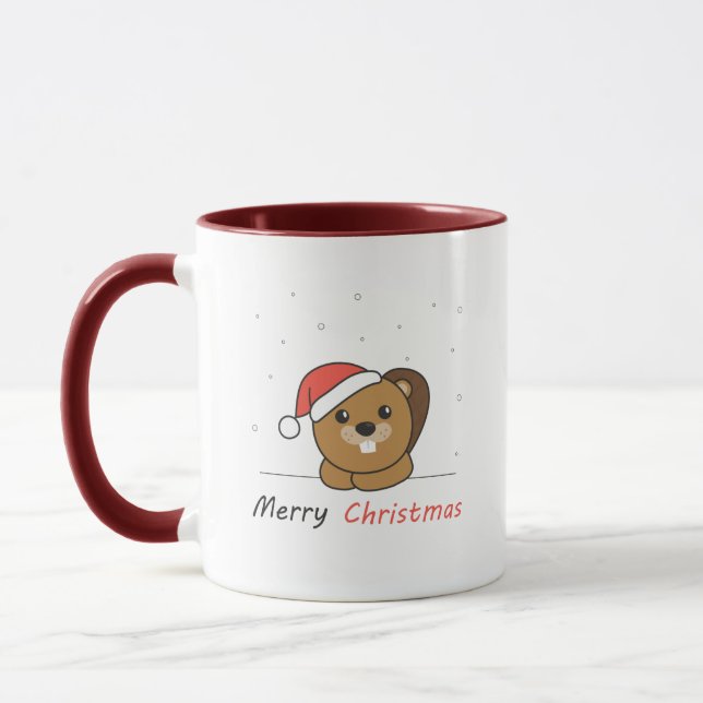 Beaver Christmas Snow Winter Animals Beaver Mug (Left)