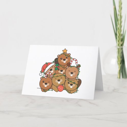 Beaver Christmas Tree Funny Animal Christmas Holid Holiday Card