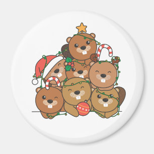 Beaver Christmas Tree Funny Animal Christmas Magne Magnet