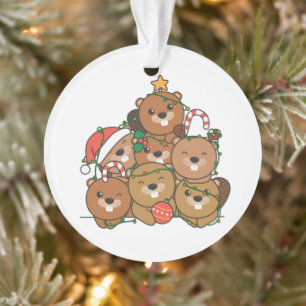 Beaver Christmas Tree Funny Animal Christmas Ornament