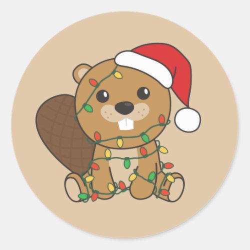 Beaver Christmas Winter Animals Beaver Classic Rou Classic Round Sticker