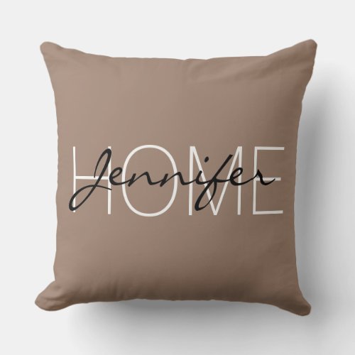 Beaver color home monogram throw pillow