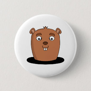 Beaver coming out of a hole button