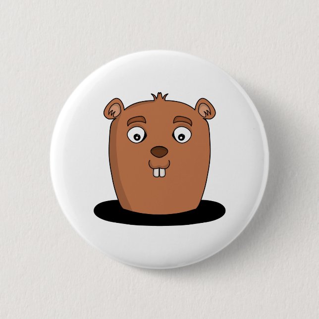Beaver coming out of a hole button (Front)