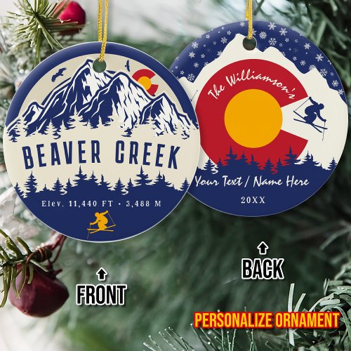 Beaver Creek Colorado Flag Mountain Ski Souvenir Ceramic Ornament