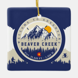 Beaver Creek Colorado Flag Mountain Ski Souvenir Ceramic Ornament