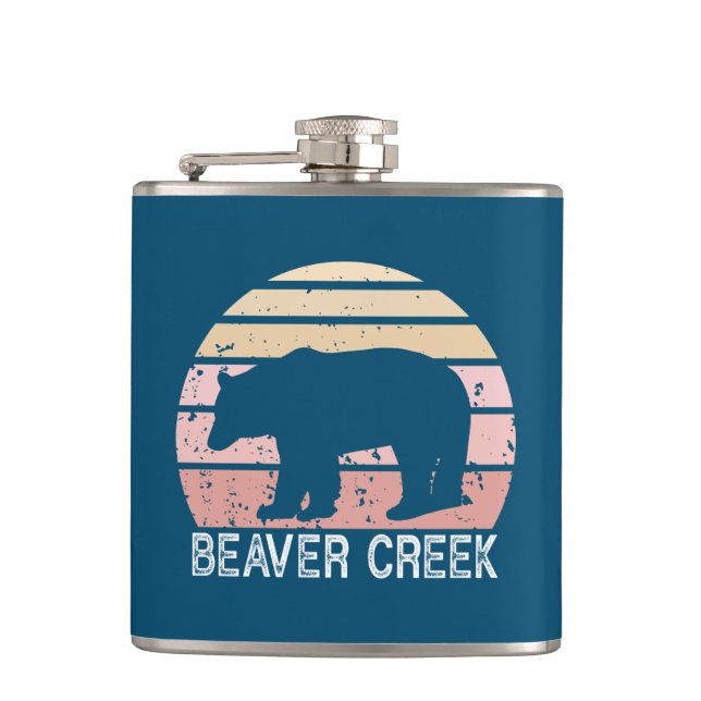 Beaver Creek Colorado Retro Bear Flask (Front)