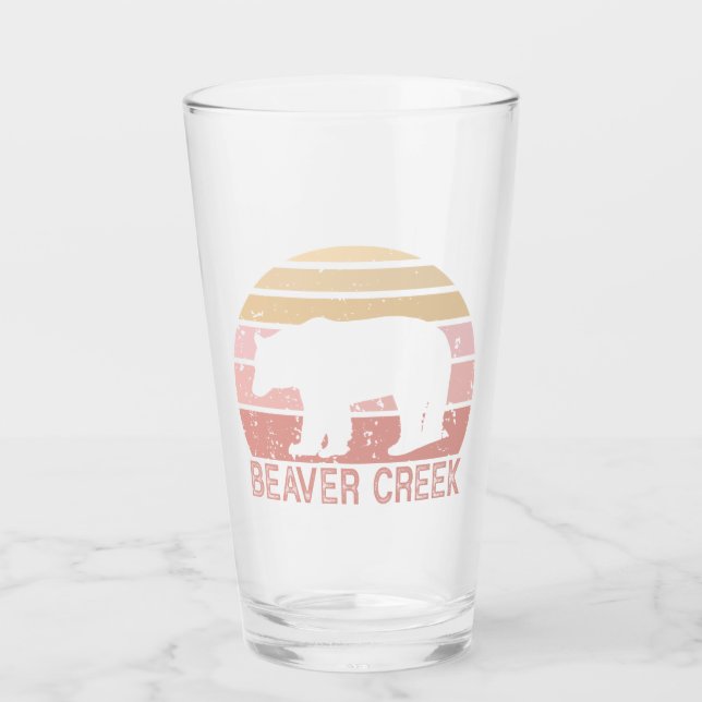 Beaver Creek Colorado Retro Bear Glass (Front)