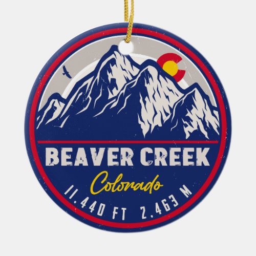 Beaver Creek Colorado Retro Sunset Souvenirs Ceramic Ornament