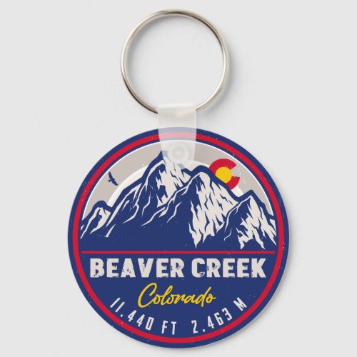 Beaver Creek Colorado Retro Sunset Souvenirs Keychain