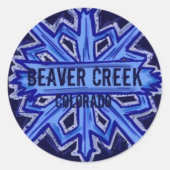 Beaver Creek Colorado Snowflake Round Stickers by ArtisticAttitude at Zazzle