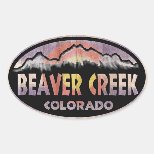 Beaver Creek Colorado wood flag oval stickers