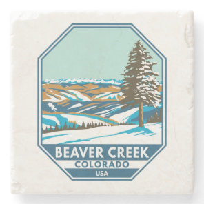 Beaver Creek Ski Area Winter Colorado Stone Coaster