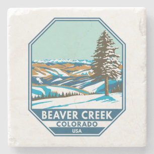 Beaver Creek Ski Area Winter Colorado Stone Coaster