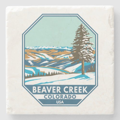 Beaver Creek Ski Area Winter Colorado Stone Coaster