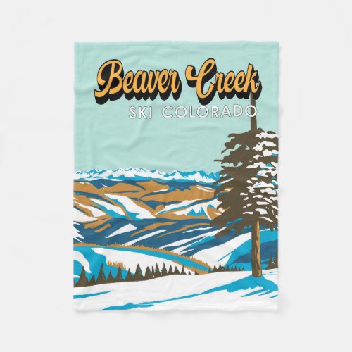 Beaver Creek Ski Area Winter Colorado Vintage Fleece Blanket