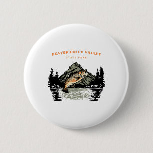 Beaver Creek Valley State Park Retro Vintage Fishi Button