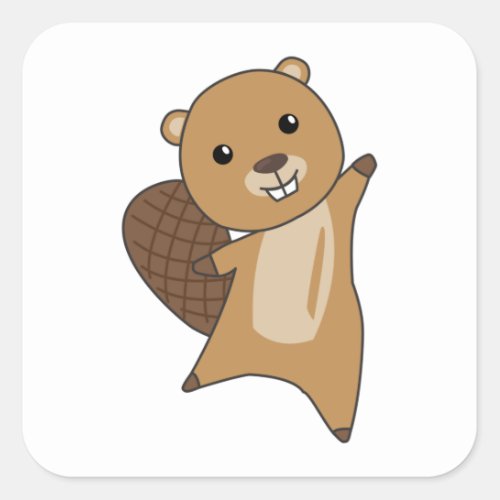 Beaver Cute Rodents For Kids Funny Beaver Square Sticker