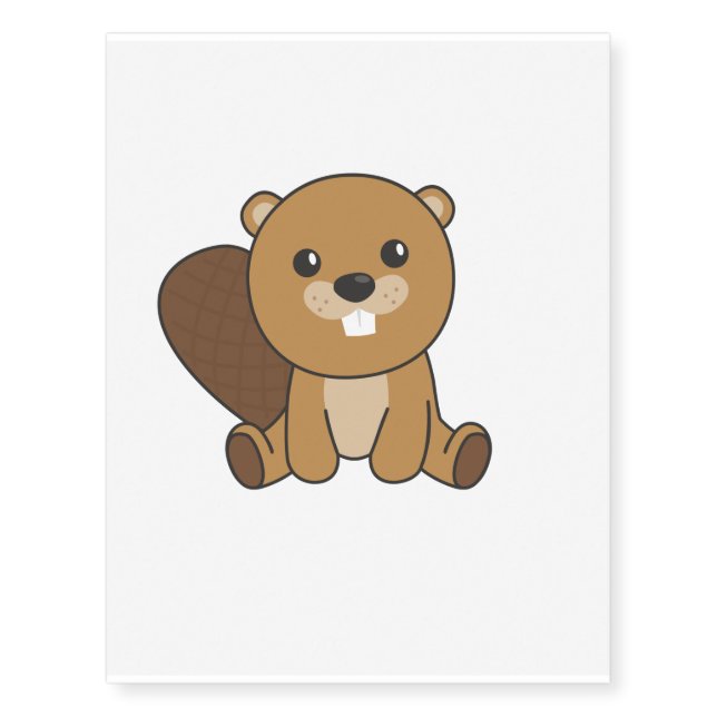Beaver Cute Rodents For Kids Funny Beaver Temporary Tattoos (Front)