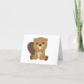 Beaver Cute Rodents For Kids Funny Beaver Thank Yo Thank You Card