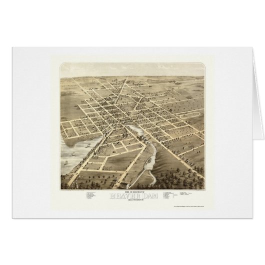 Beaver Dam, WI Panoramic Map - 1867 Cards (Front Horizontal)