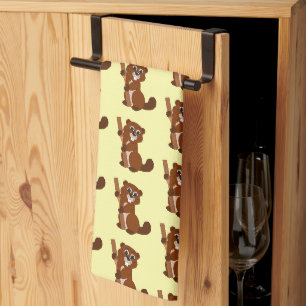 Beaver Design Any Colour Background Kitchen Towel