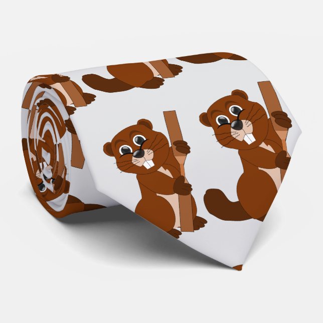 Beaver Design Neck Tie (Rolled)