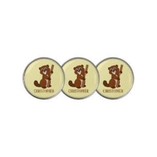 Beaver Design Personalised Any Colour Background Golf Ball Marker