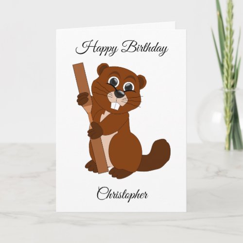 Beaver Design Personalised Birthday Card