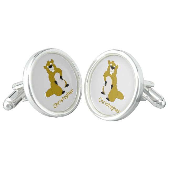 Beaver Design Personalised Cufflinks (Angled)