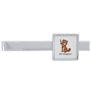 Beaver Design Personalised Silver Finish Tie Bar