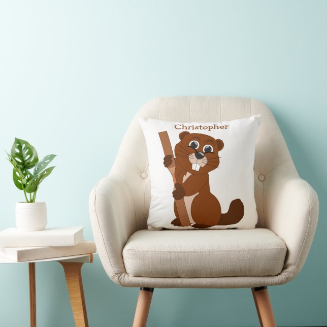 Beaver Design Personalised Throw Pillow (Chair)