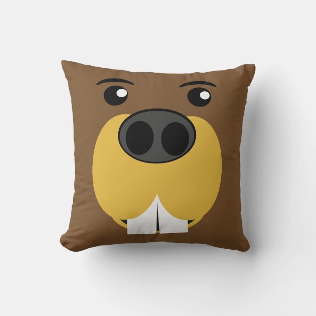 Beaver Face Throw Pillow (Front)