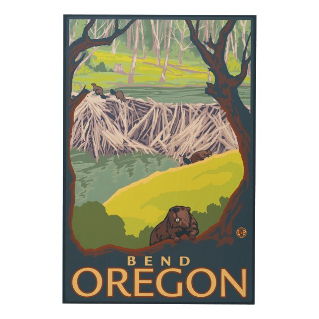 Beaver Family - Bend, Oregon Wood Wall Decor (Front)