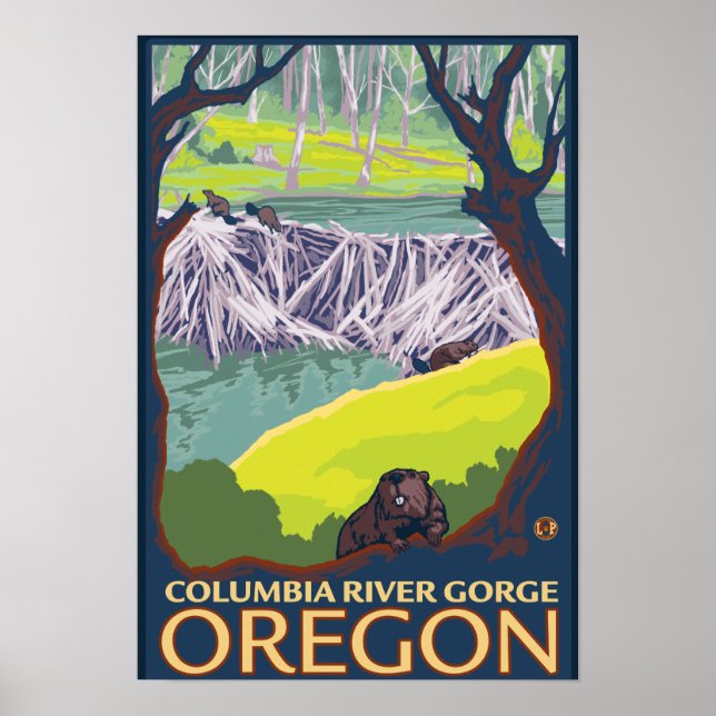 Beaver Family - Columbia River Gorge, Oregon Poster (Front)