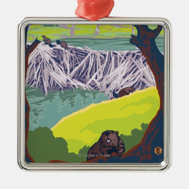 Beaver Family - Eugene, Oregon Metal Ornament (Front)