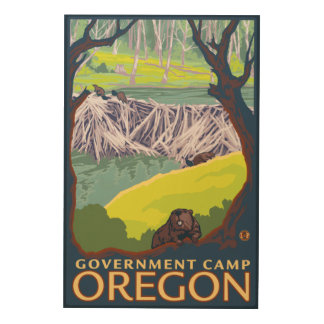 Beaver Family - Government Camp, Oregon Wood Wall Decor