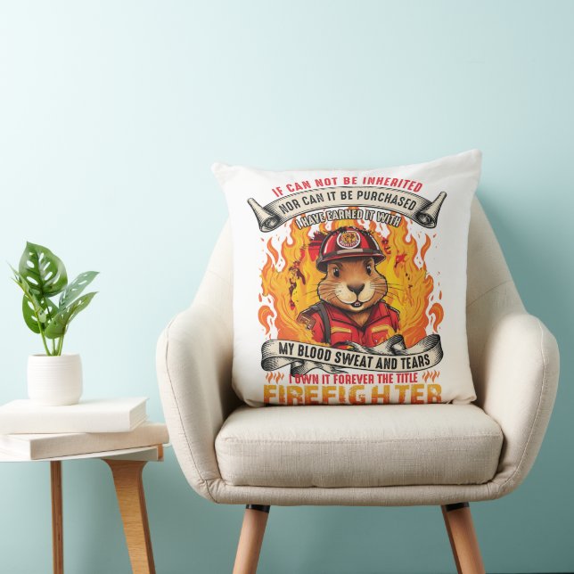 Beaver Firefighter Throw Pillow (Chair)
