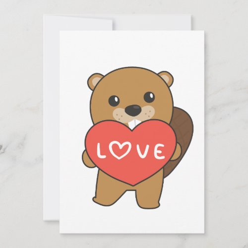 Beaver For Valentines Day Cute Animals Heart Holi Holiday Card