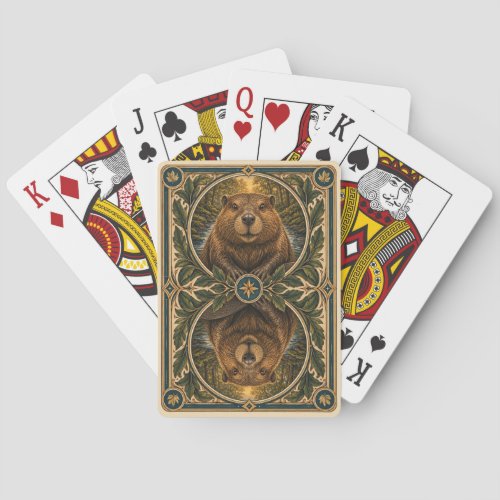 Beaver Forest Stream Watercolor GeoSaga Poker Cards