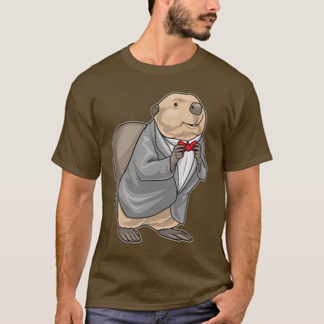 Beaver Groom Suit Wedding T-Shirt (Front)