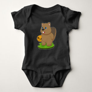 Beaver Halloween Pumpkin Baby Bodysuit