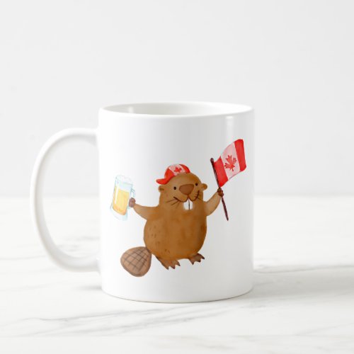 Beaver Holding Canada Flag Beer Raglan Baseball  Coffee Mug